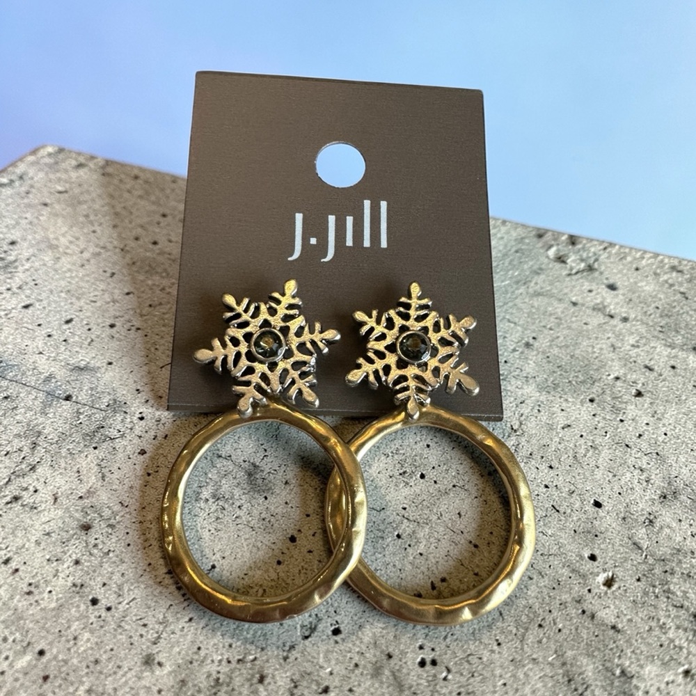 J Jill Snowflake Convertible‎ Earrings NWT